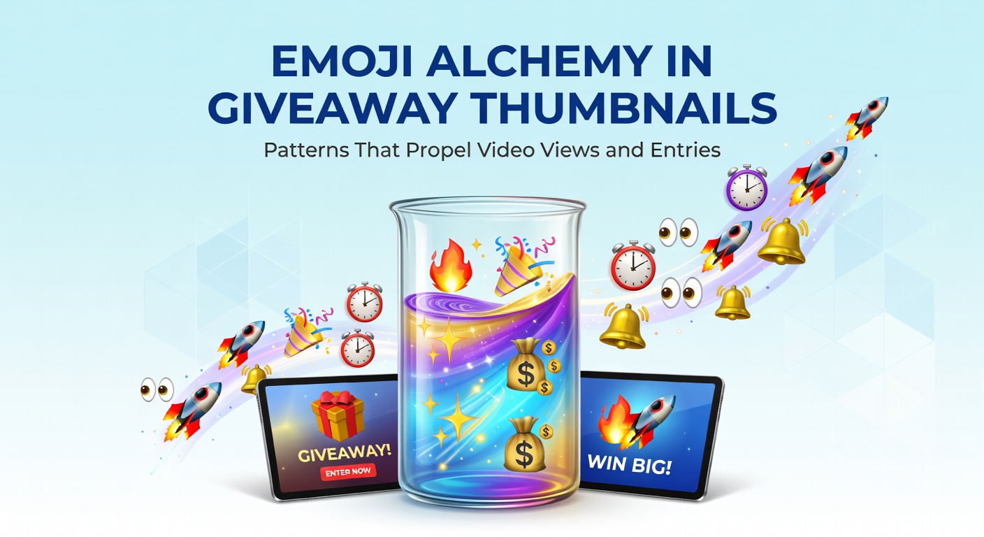 Close-up analysis of a high-performing thumbnail dissecting emoji layers: fire icons amplifying gift urgency, with view count overlays showing 2x growth