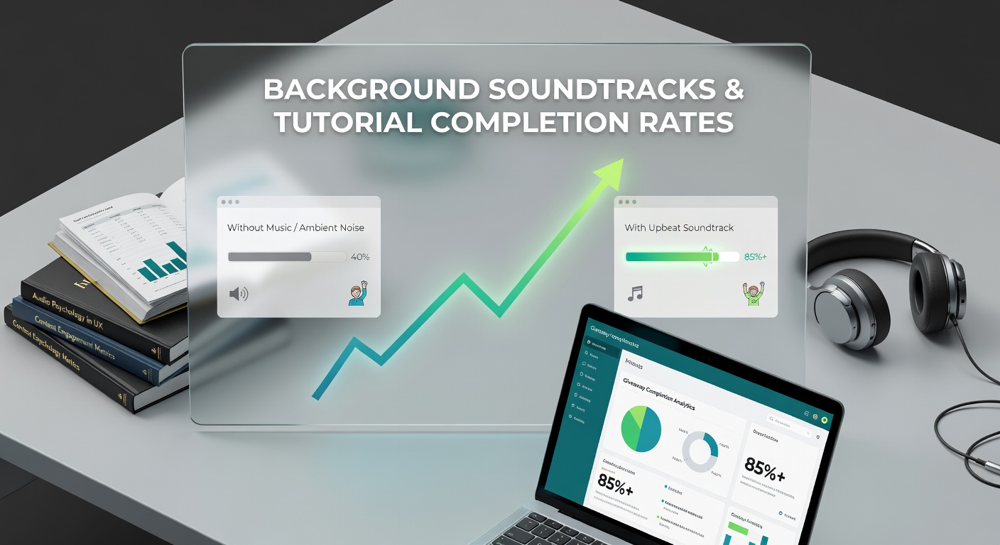 Visual breakdown of background audio layers in a typical giveaway entry tutorial video showing waveform patterns and viewer retention markers