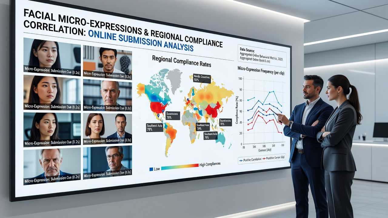 Regional compliance chart overlaid on facial expression coding grid from online prize campaign submissions