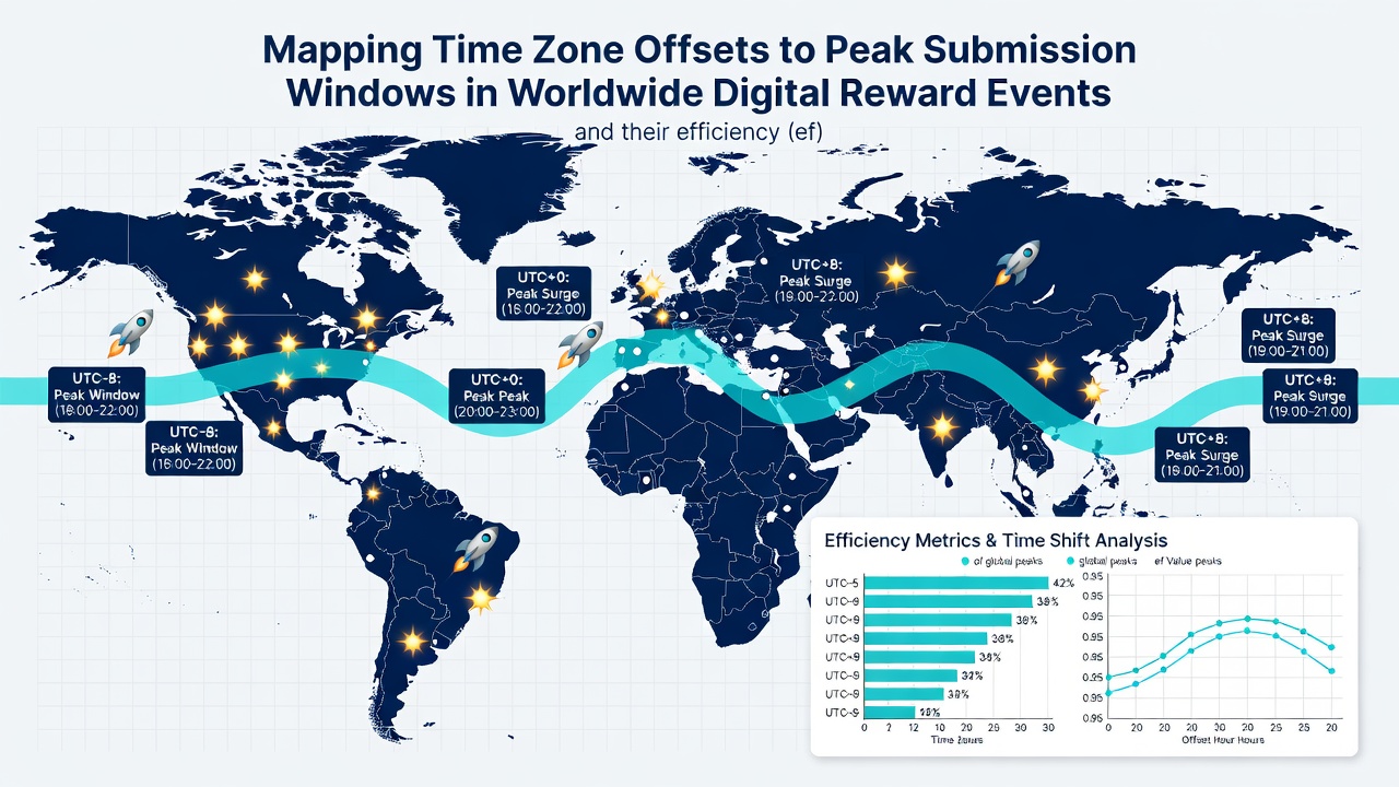 Chart displaying participation cluster density by time zone offset during worldwide digital reward campaigns