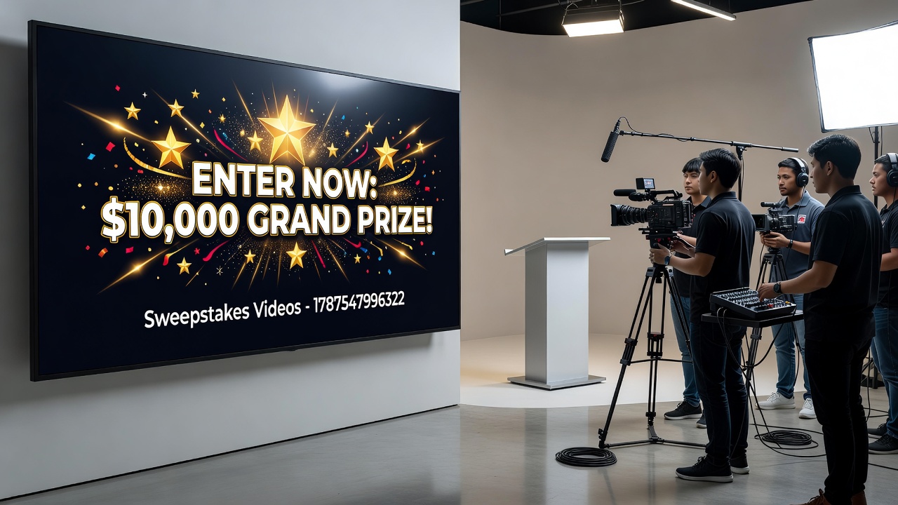 Sweepstakes video analytics dashboard displaying engagement statistics