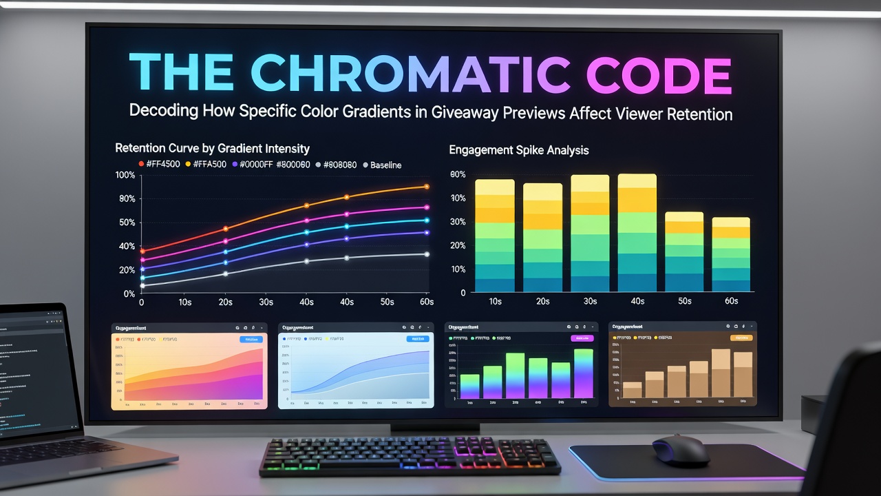 Heatmap overlay on giveaway video frames illustrating color gradient impact on audience retention timelines