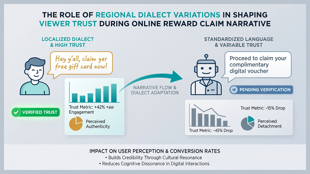 Analysis of viewer trust responses to regional accents in reward claim footage with overlaid engagement data