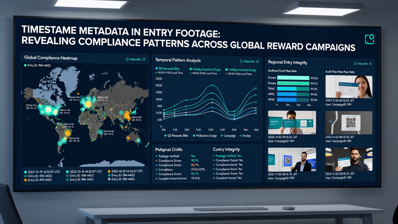 Global map overlay with timestamp heatmaps indicating submission compliance rates by region